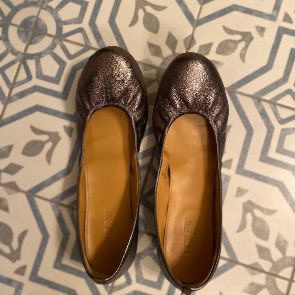 Silver metallic JCrew ballet flats